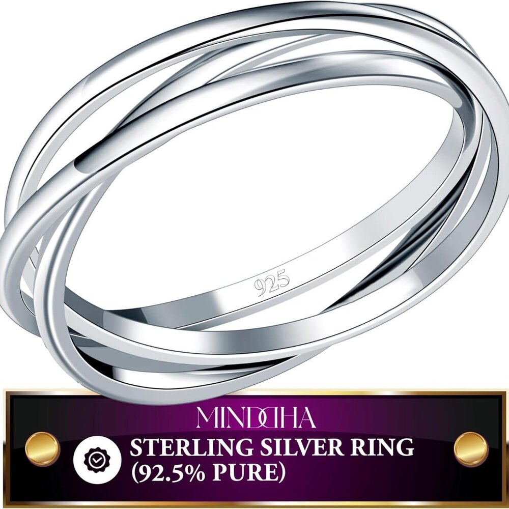 Sterling Silver Interlocking Ring Dainty Stackabl… - image 1